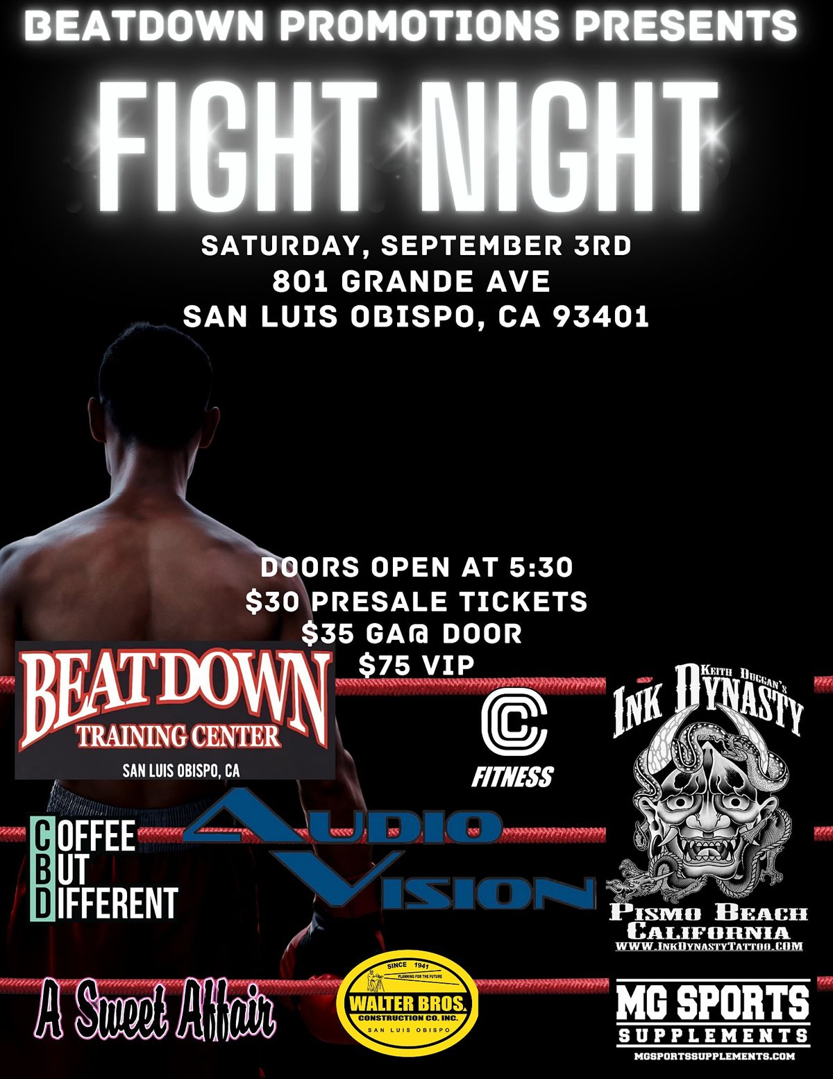 Fight Night 801 Grand Ave, San Luis Obispo, CA September 3, 2022