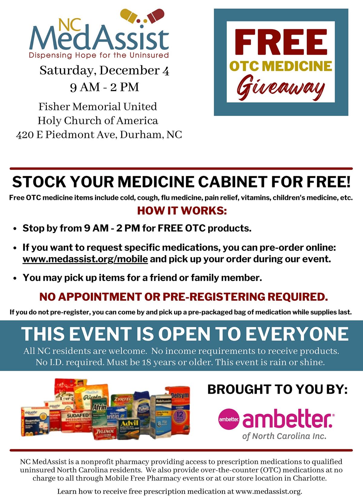 Durham County Over-the-Counter Medicine Giveaway 12.4.2021