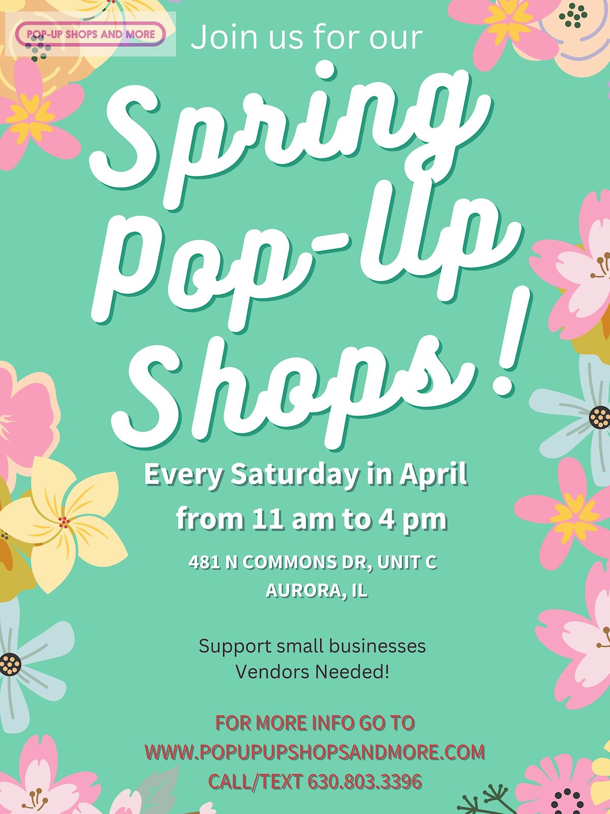 SPRING POP-UP SHOPS in APRIL come support small businesses & local ...