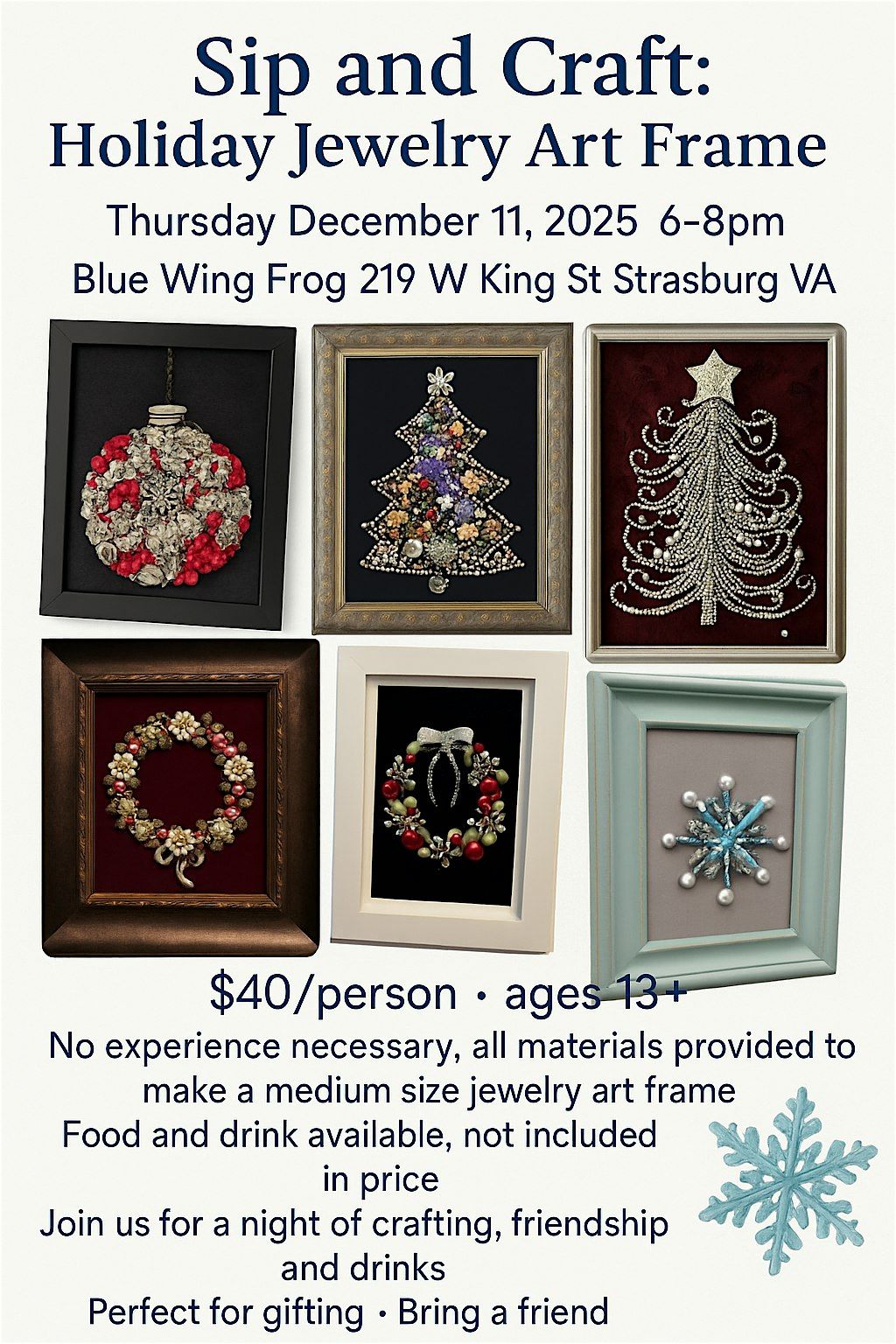 Sip and Craft: Holiday Jewelry Art Frame