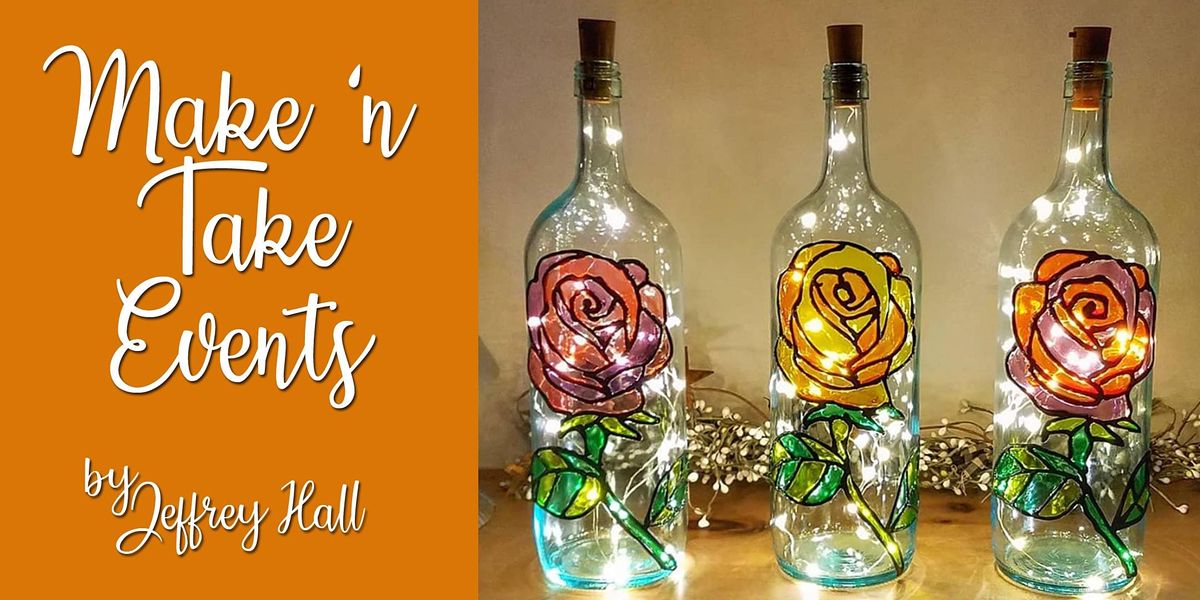 Stained Glass Wine Bottle Beauty & The Beast Rose Gallows Hill Spirits, Allentown, PA June