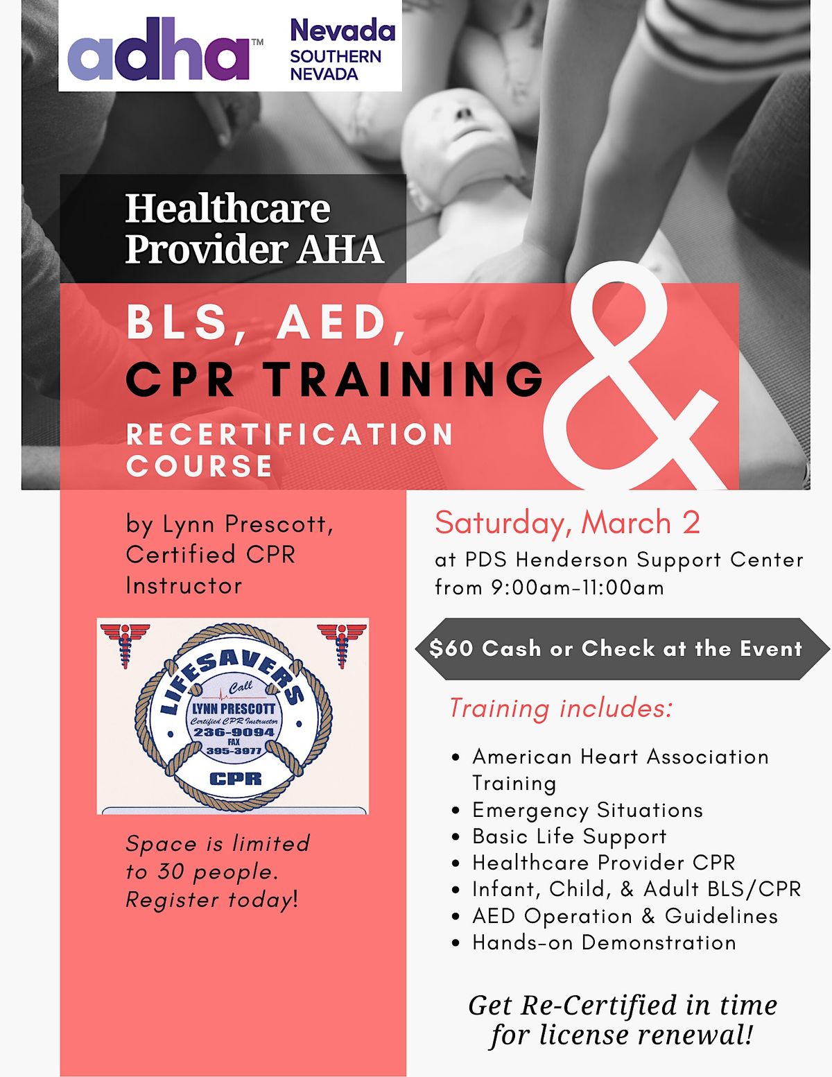 CPR Re-Certification | AHA Healthcare Provider Course | BLS, AED, CPR