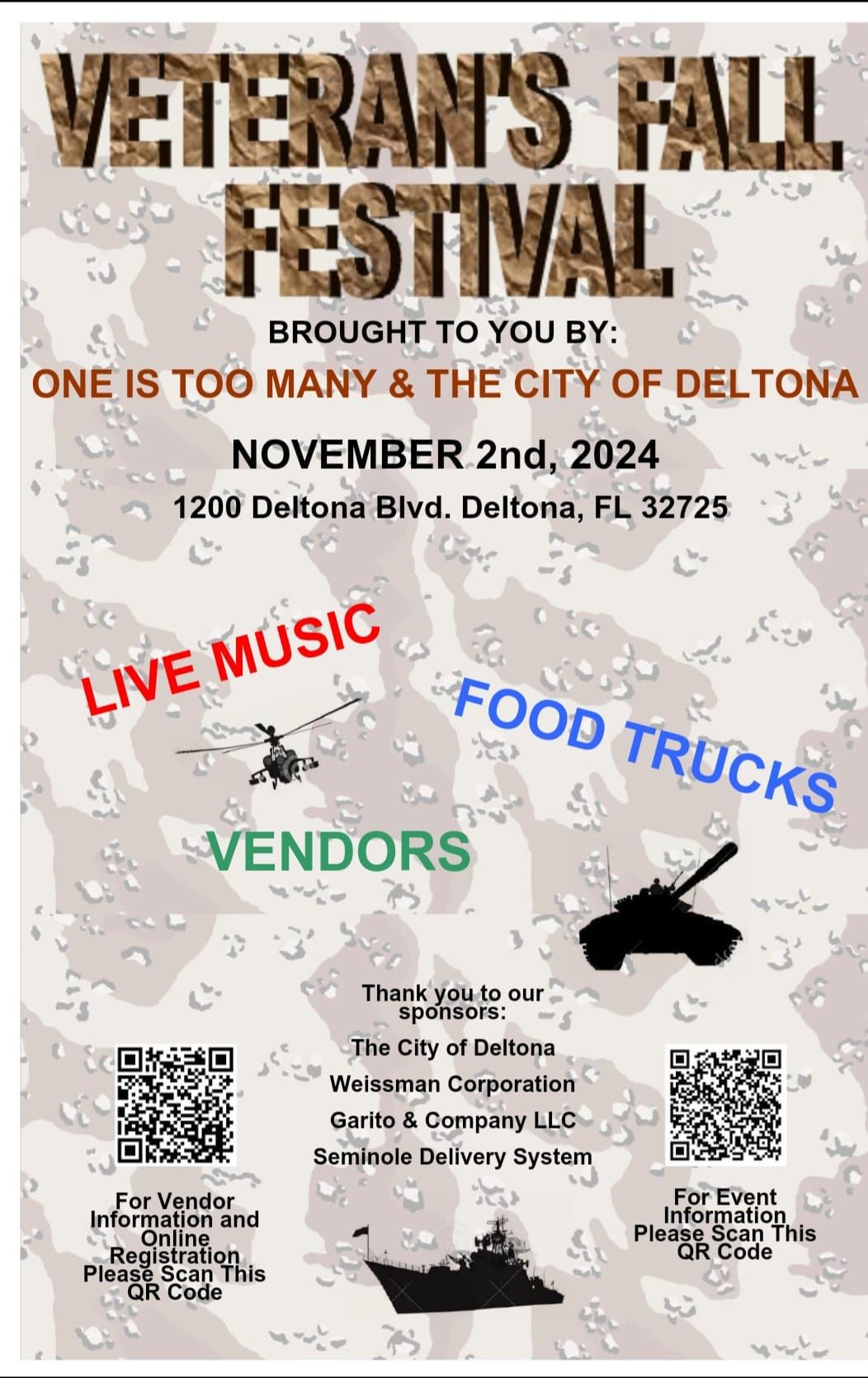 Veterans Fall Festival | Deltona Plaza | November 2, 2024