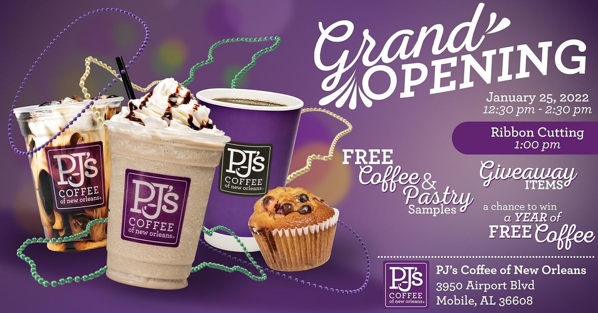 FREE 12oz Coffee at PJs Coffee Mobile Grand Opening PJ's Coffee