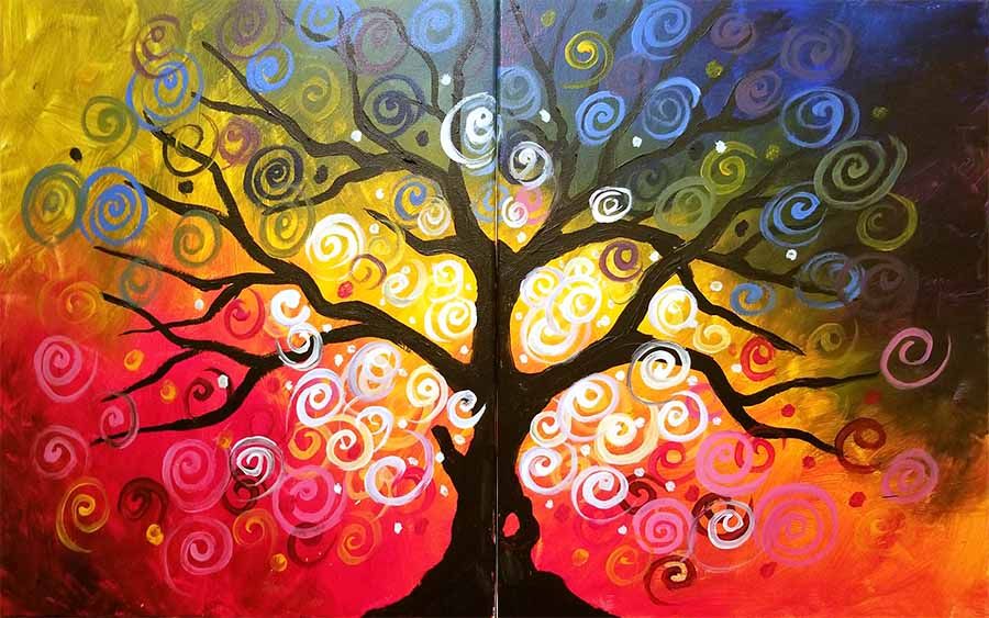 BYOB Couples Paint Party Spiral Tree Jan 14 35 Tipsy Ypsi