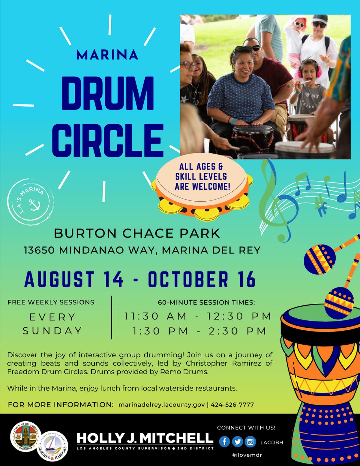 Marina Drum Circle Burton Chace Park, Marina del Rey, CA August 21