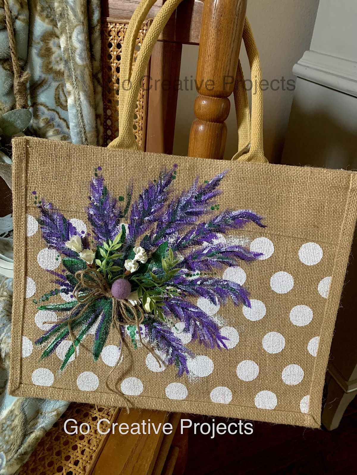 Summer Painted Burlap Bag