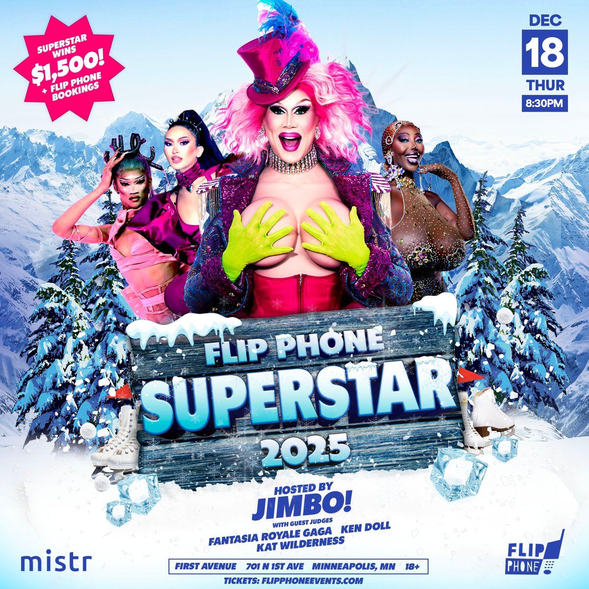 Flip Phone Superstar 2025 - Jimbo, Fantasia Royale Gaga, Kat Wilderness, and Ken Doll at First Avenue