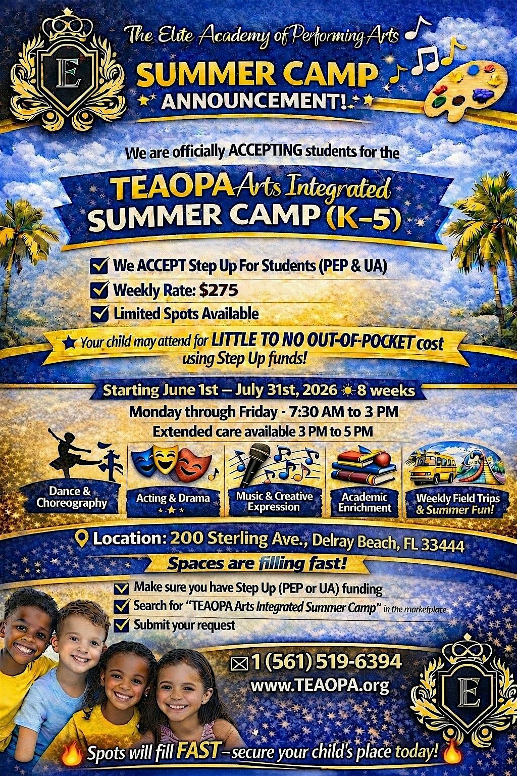 TEAOPA ARTS INTEGRATED SUMMER CAMP (Step up funds\/ Scholarships Available)