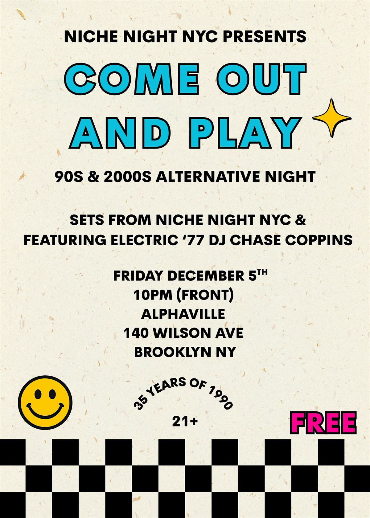 Niche Night NYC: Come out and Play! 90s & 2000s Alt Night
