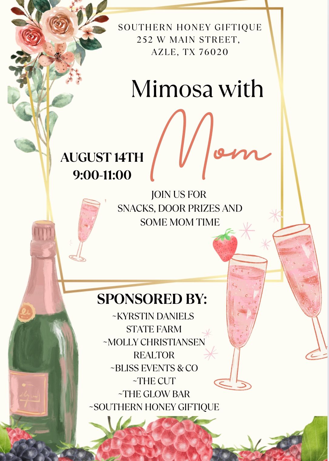 Mimosas for Mom 252 W Main Street, Azle, TX August 14, 2024