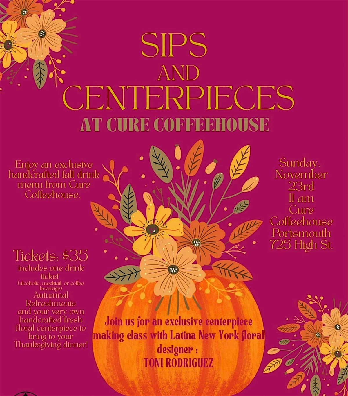 Sips and Centerpieces @ cure coffee