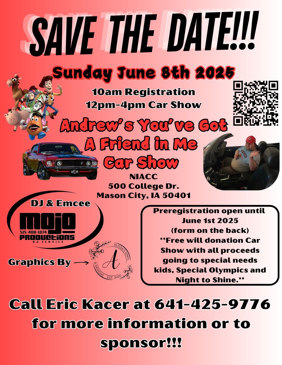 Sunday June 8th 2025 Andrews Youve Got a Friend in Me Car Show NIACC