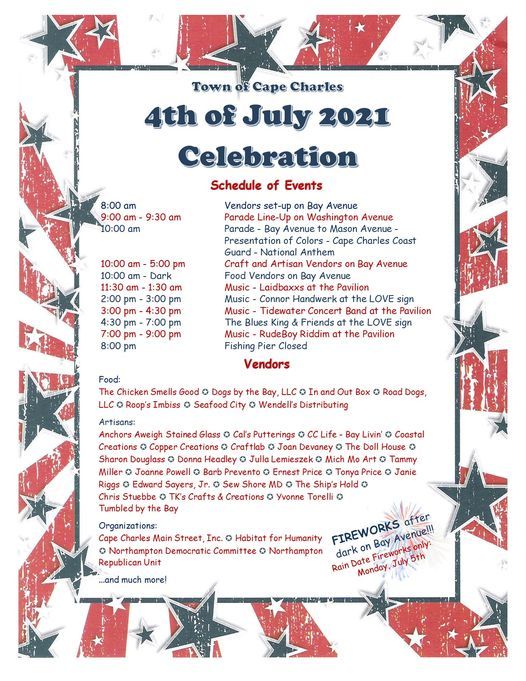 Town Of Cape Charles 4th Of July 21 Celebration Cape Charles Beach July 4 21