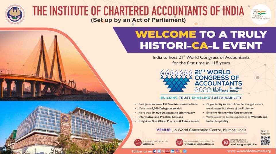 World Congress of Accountants 2022 Jio World Centre, Mumbai, MH