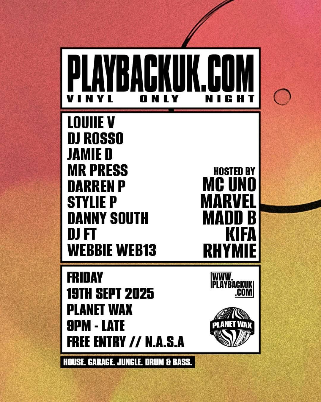 PLAYBACKUK VINYL ONLY NIGHT