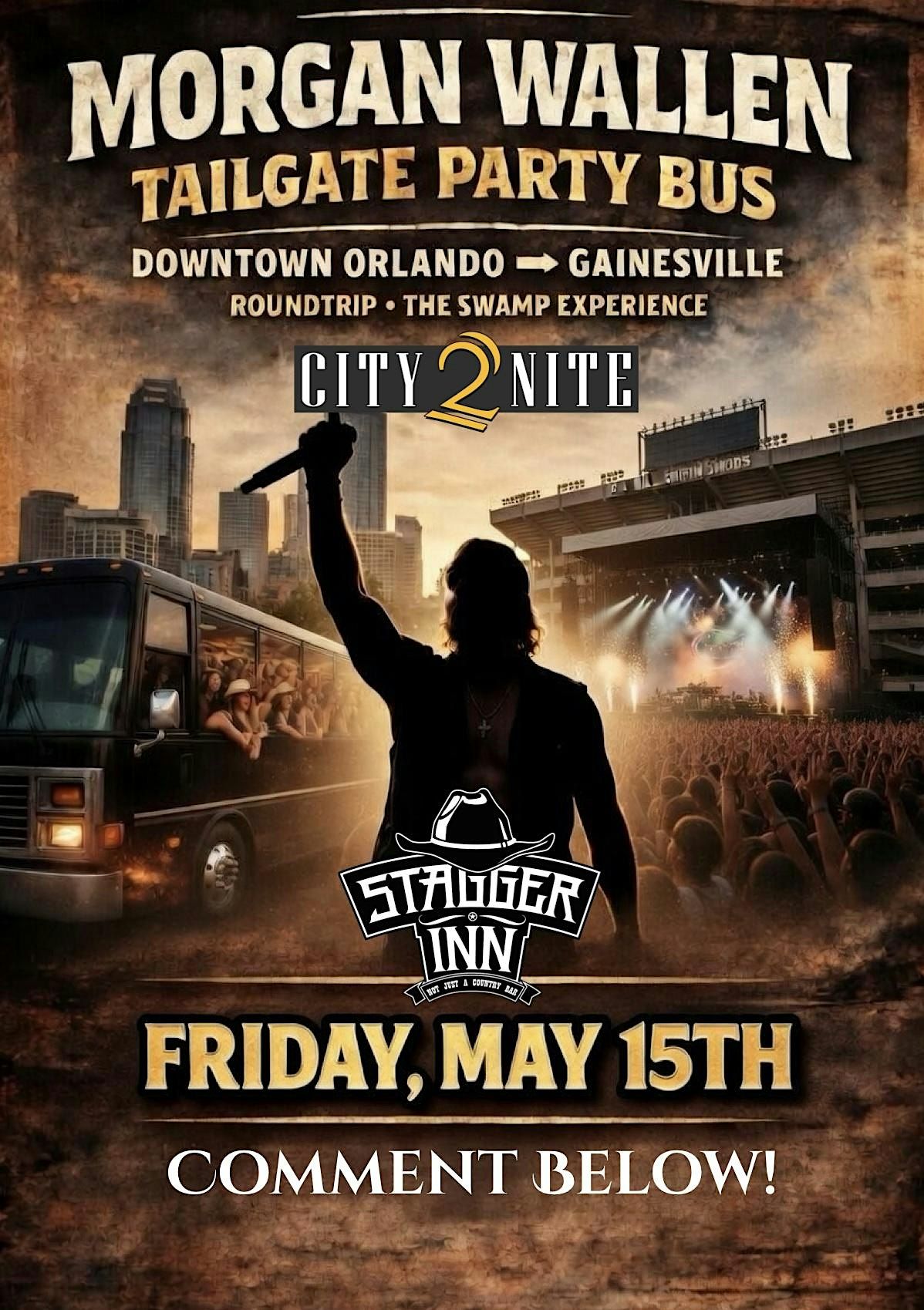 City2Nite Orlando Friday Bus To Morgan Wallen Gainesville May 15th