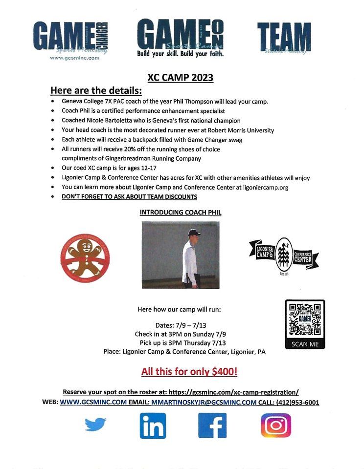 GAME ON XC CAMP Ligonier Camp July 9, 2025