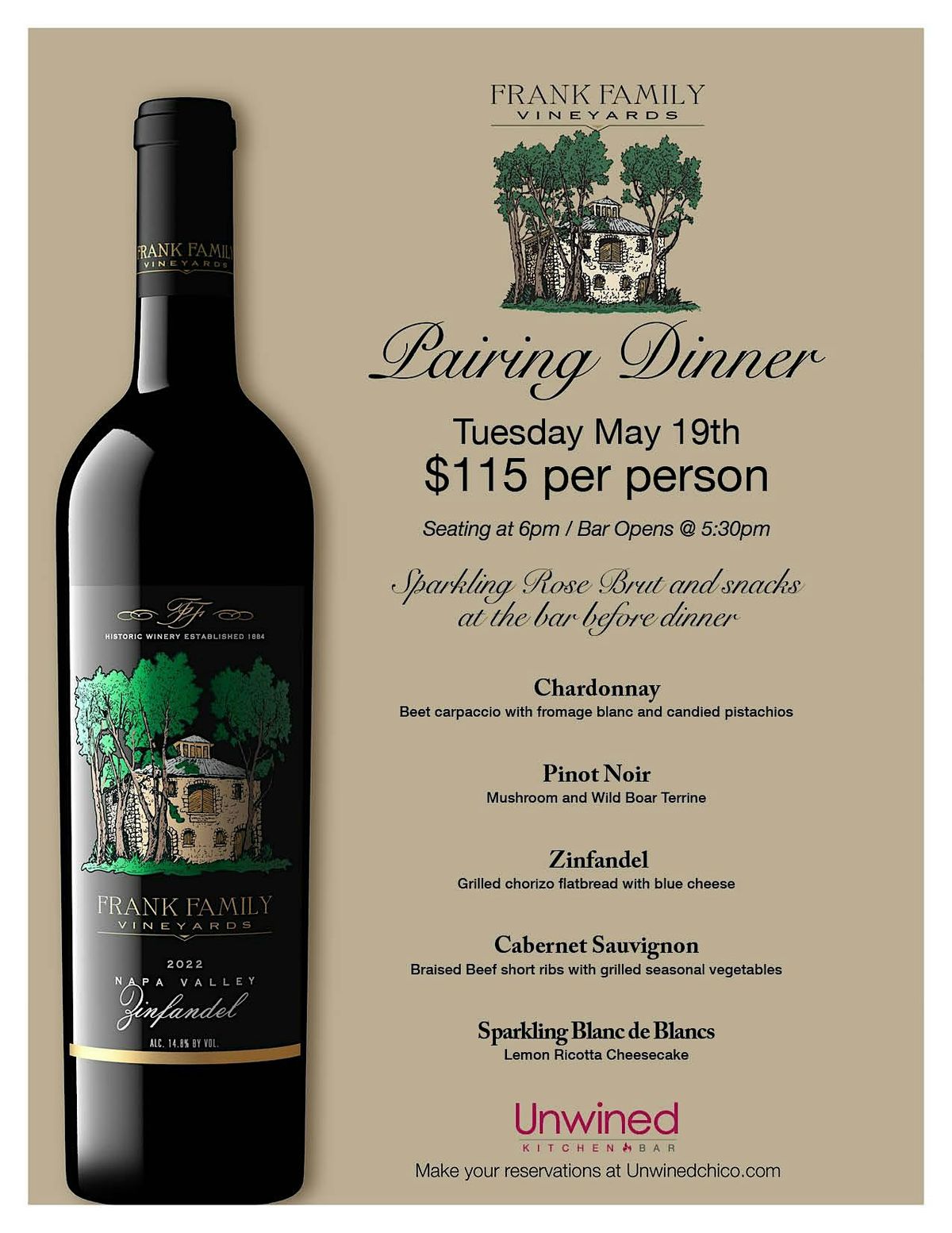 Frank Family Pairing Wine Dinner