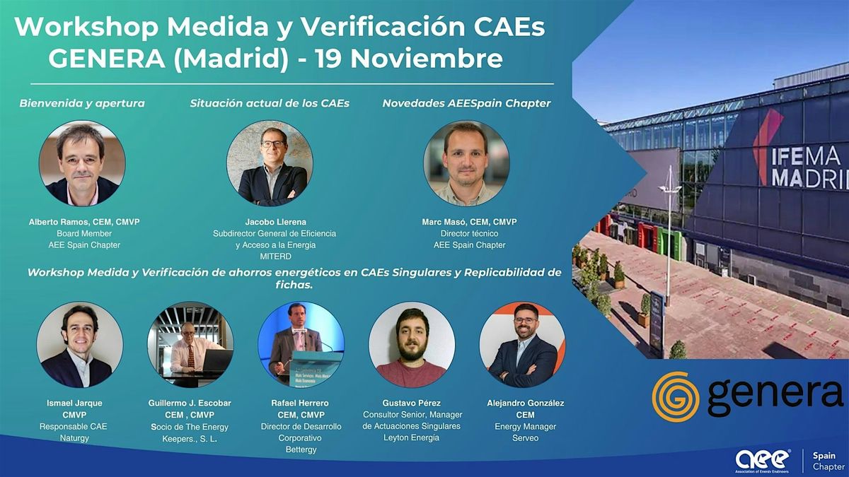 Workshop GENERA Medida y Verificaci\u00f3n Ahorros Energ\u00e9ticos CAEs Singulares