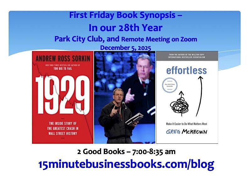 First Friday Book Synopsis, Friday, December 5, 2025