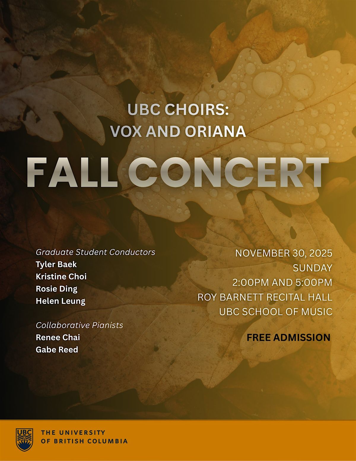 VOX & ORIANA: Fall Concert 5PM Show