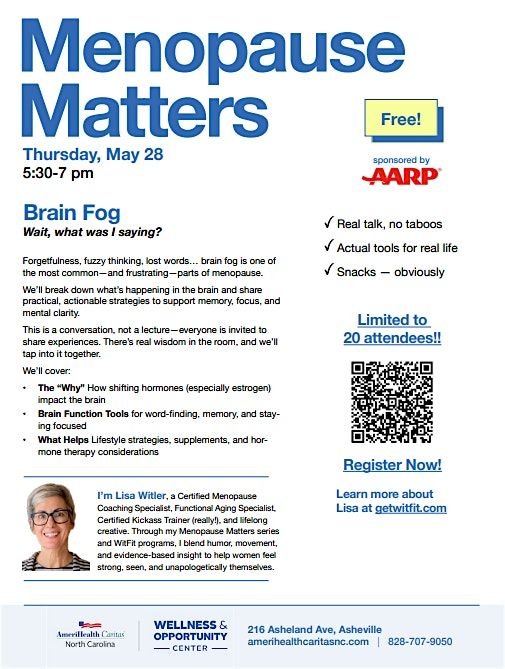 MENOPAUSE MATTERS: BRAIN FOG is the HOT TOPIC up for Discussion