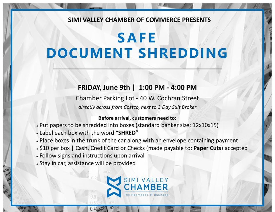 Document Shredding Event Simi Valley Chamber of Commerce June 9, 2023