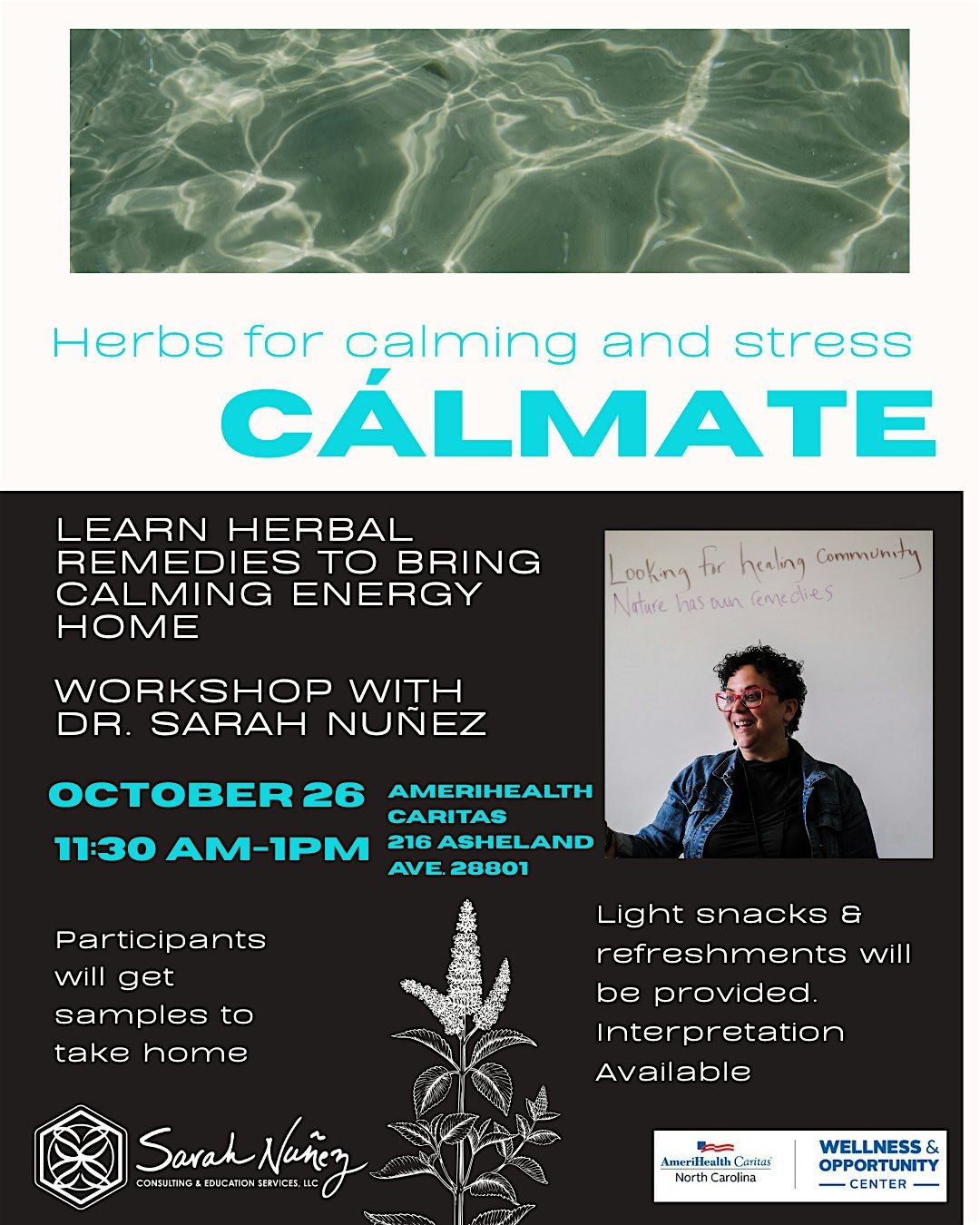 CALMATE: Herbs for Calming & Stress Workshop w\/ Dr. Sarah Nunez (FREE)