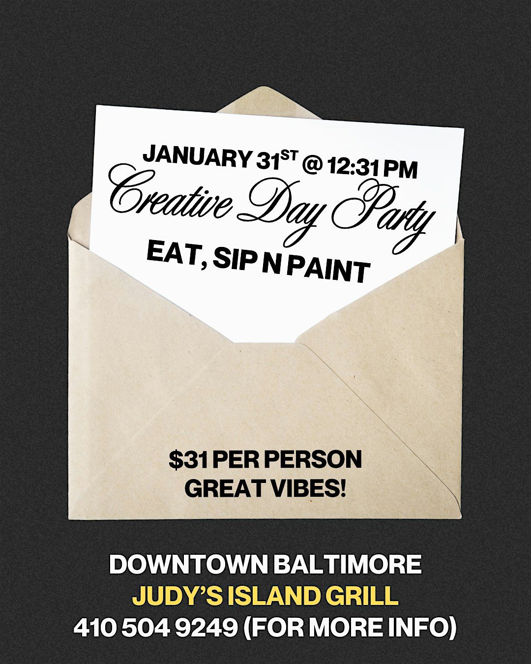 Creative Day Party!! Eat, Sip n Paint @ Judy's Island Grill