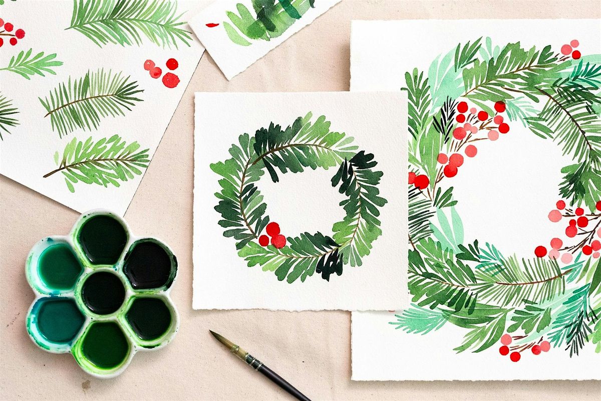 Watercolor & Wonder: Modern Holiday Wreath Painting Workshop