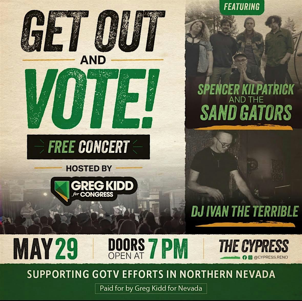 Get Out & Vote! Spencer Kilpatrick & the Sand Gators + DJ Ivan the ...