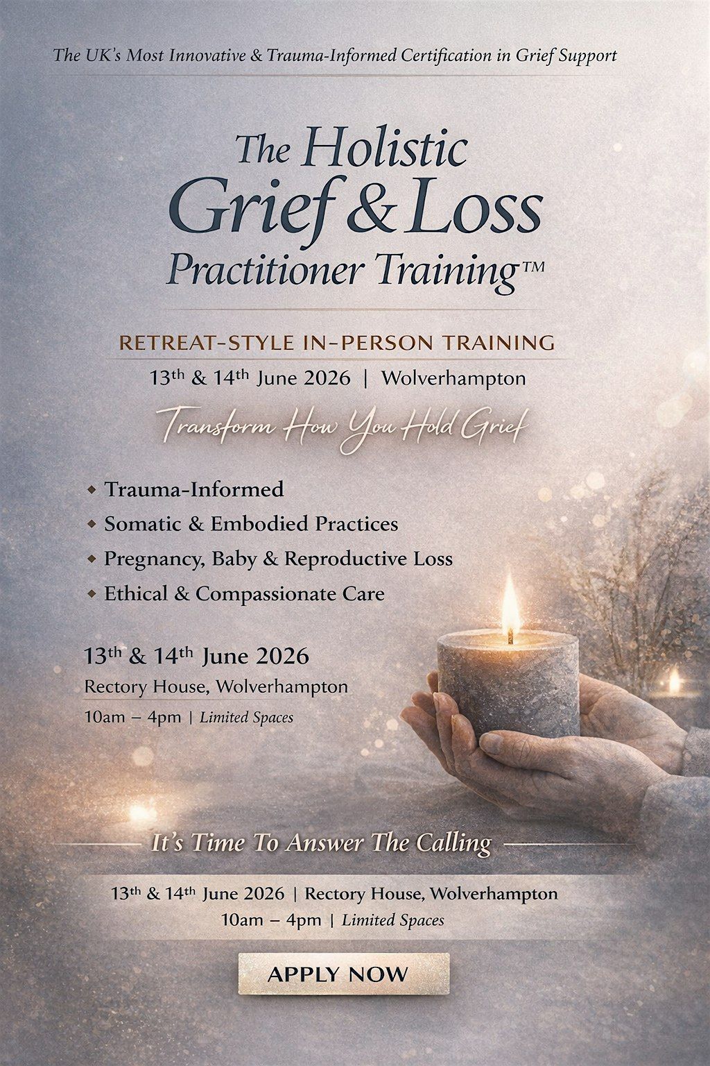 2 DAYS Holistic Grief and Loss Support Practitioners Retreat style Training