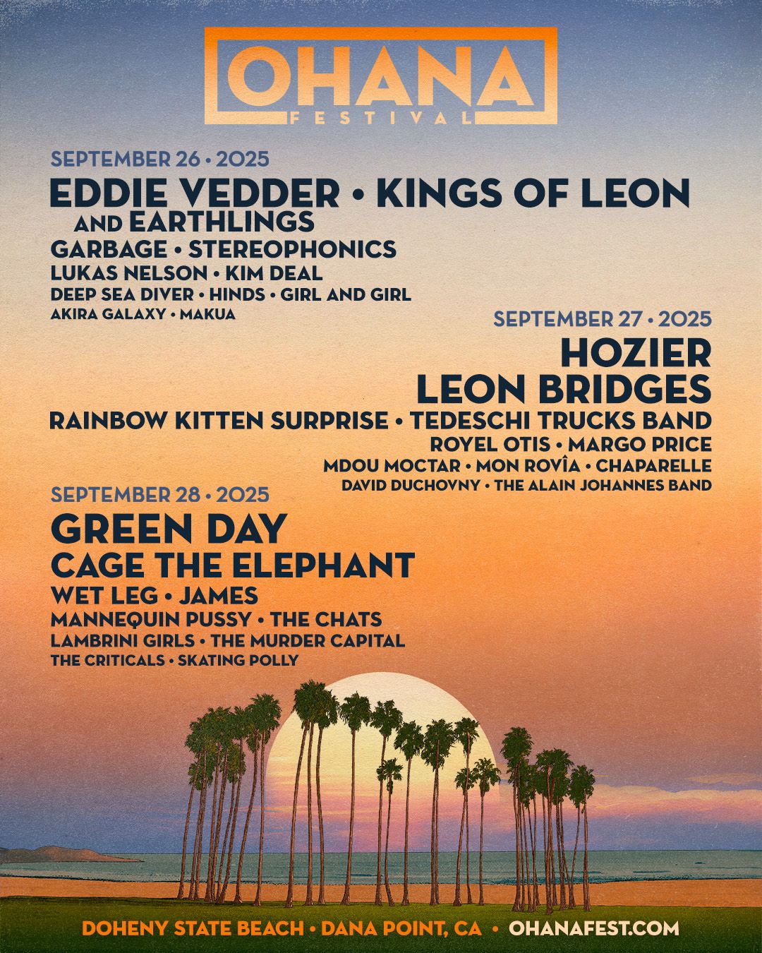 Ohana Music Festival: Hozier & Leon Bridges - Saturday Pass