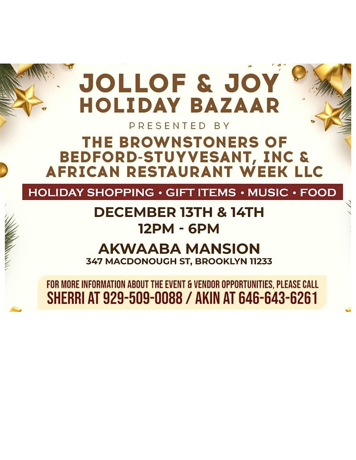 Vendor Payments ONLY - Jollof & Joy: Holiday Bazaar Marketplace