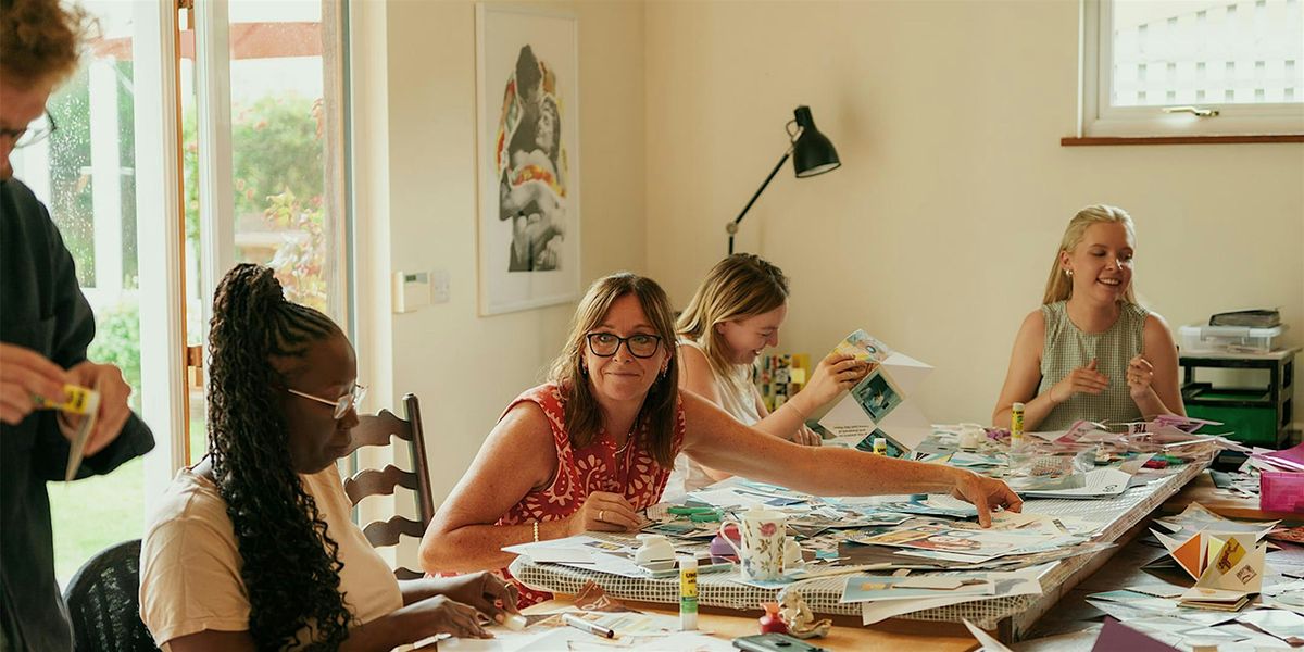 Learn How to Make a Self-Love Collaged Heart Chain Zine Workshop 4hr