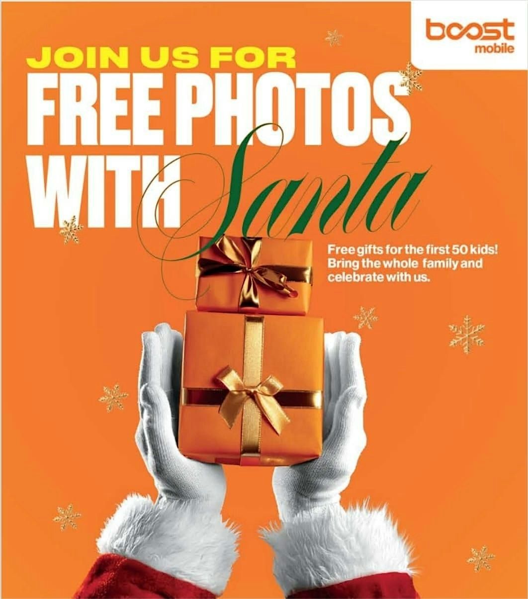 Boost Mobile's Merry Memories: Free Photos & Gifts with Santa!
