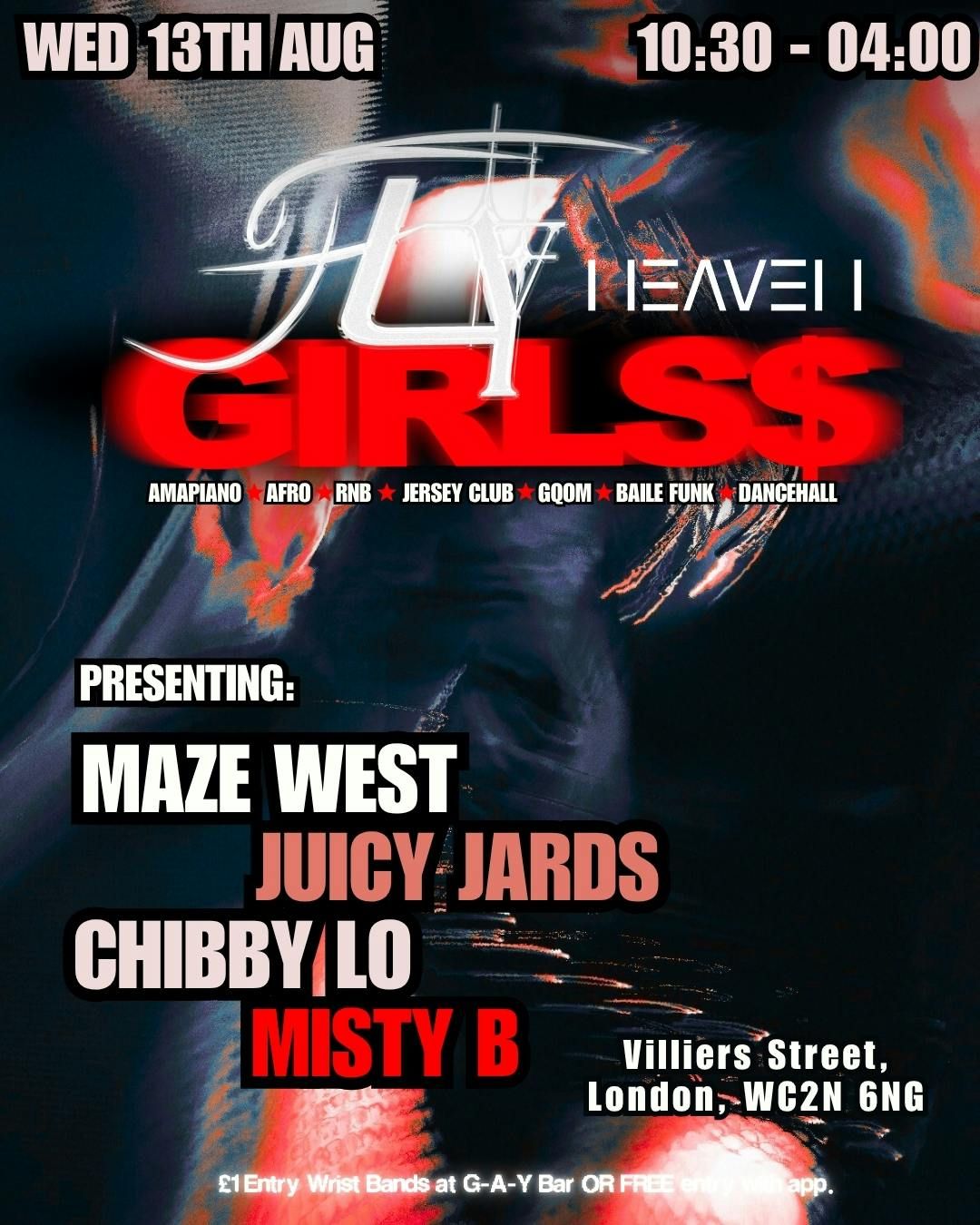 FLY GIRLS$ WEDS 13TH AUGUST - RNB, HIP-HOP, AMAPIANO, JERSEY CLUB, DANCEHALL, AFROBEATS