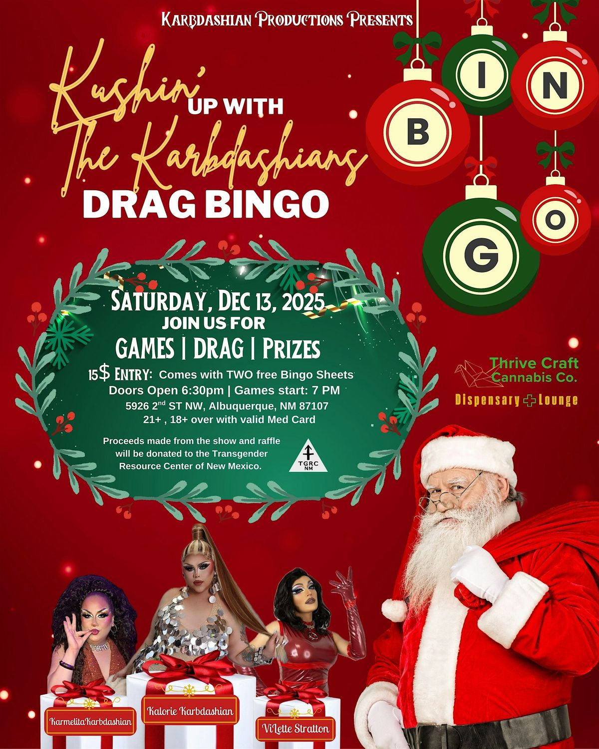 KUSHIN' up with The Karbdashians DRAG BINGO- XMAS EDITION