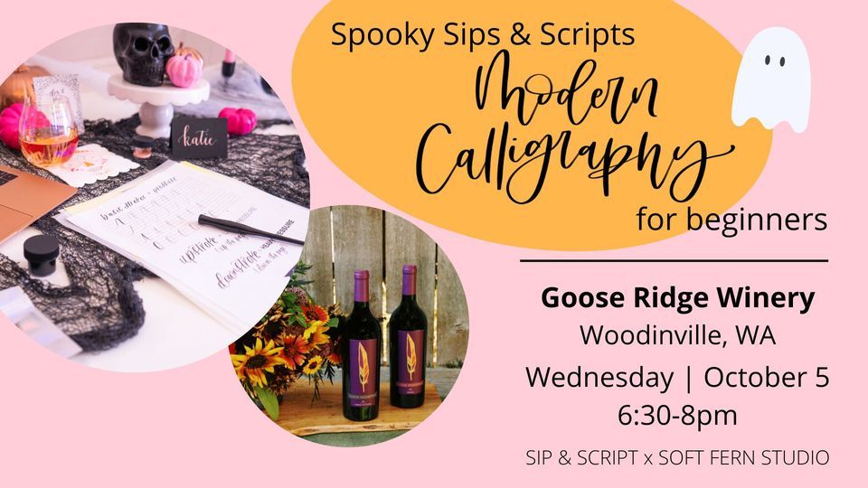 Spooky Sip and Script Calligraphy Class Goose Ridge Woodinville