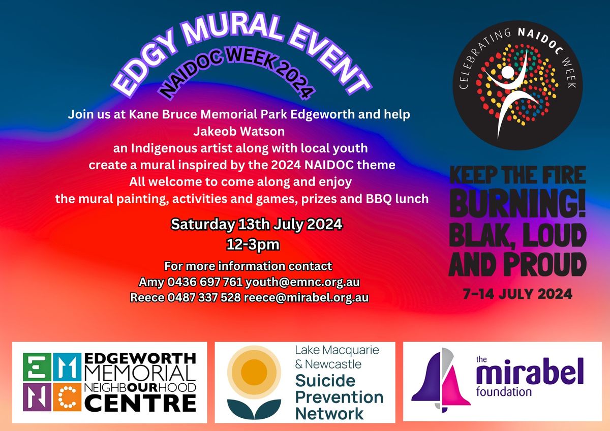 Edgy Mural event NAIDOC WEEK 2024 Edgeworth Memorial Neighbourhood