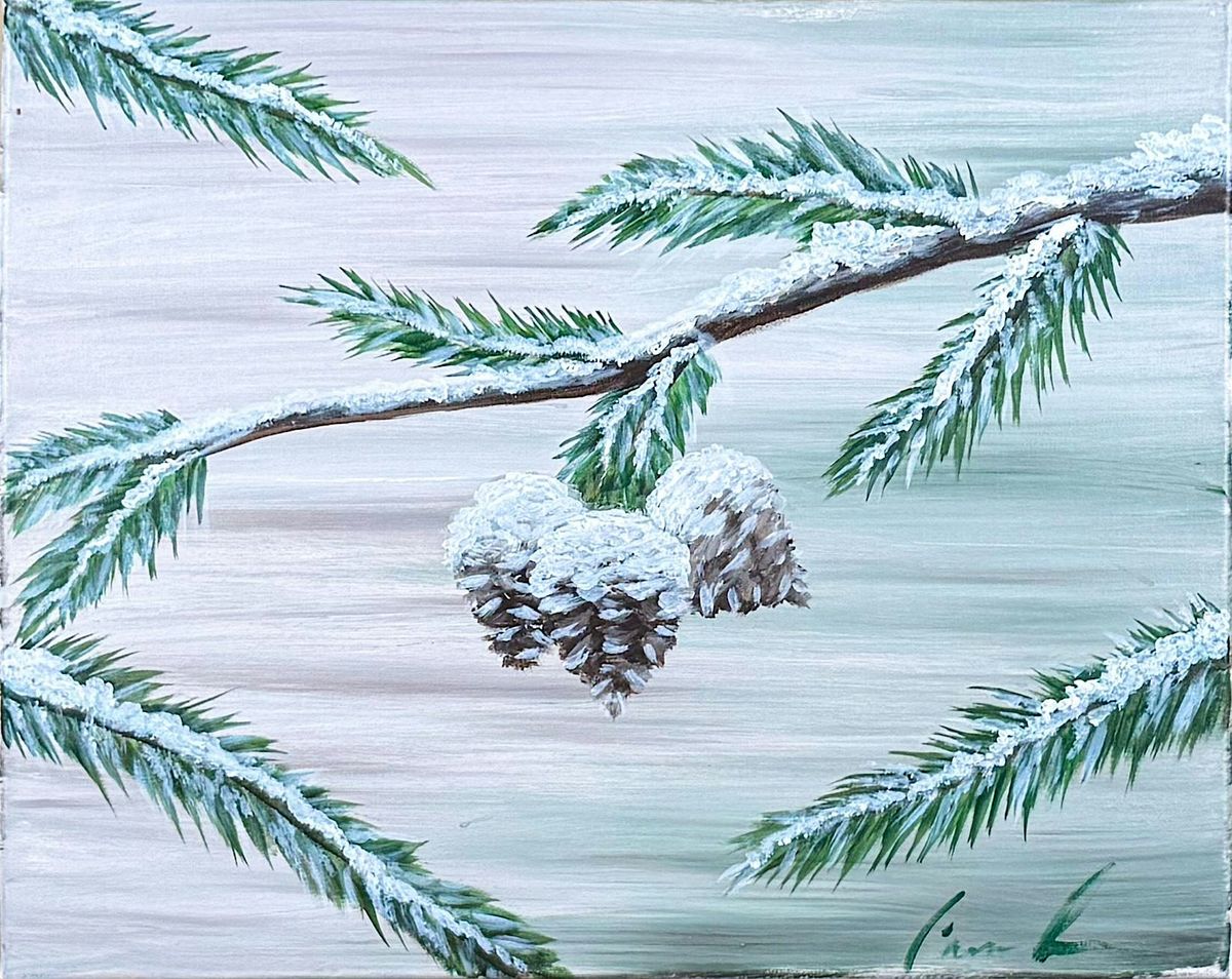 Toledo Paint and Sip Party - Frosty Pine Cones