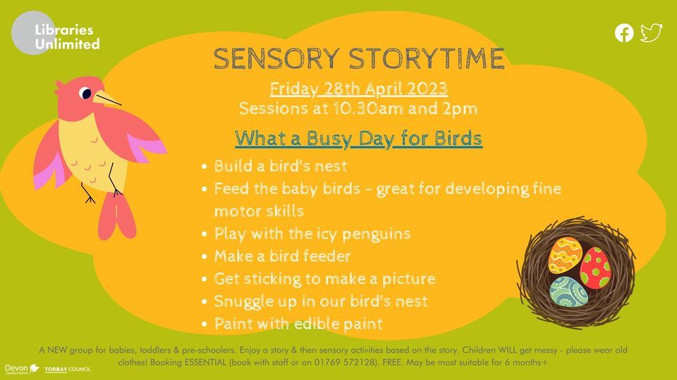 Sensory Storytime - What a Busy Day for Birds | South Molton Library ...