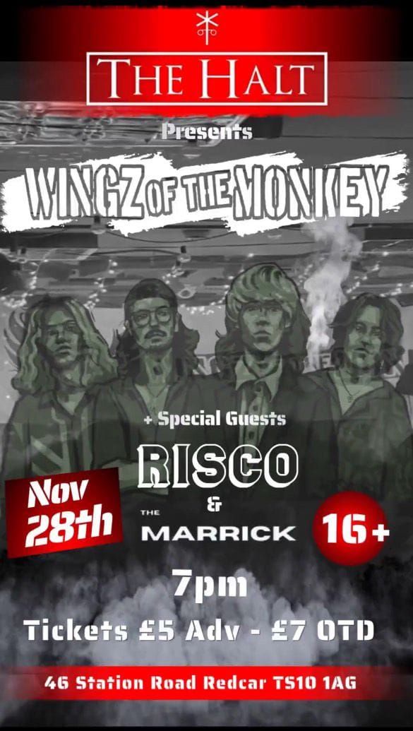 Original Music Nights at The Halt Wingz of the Monkey plus support