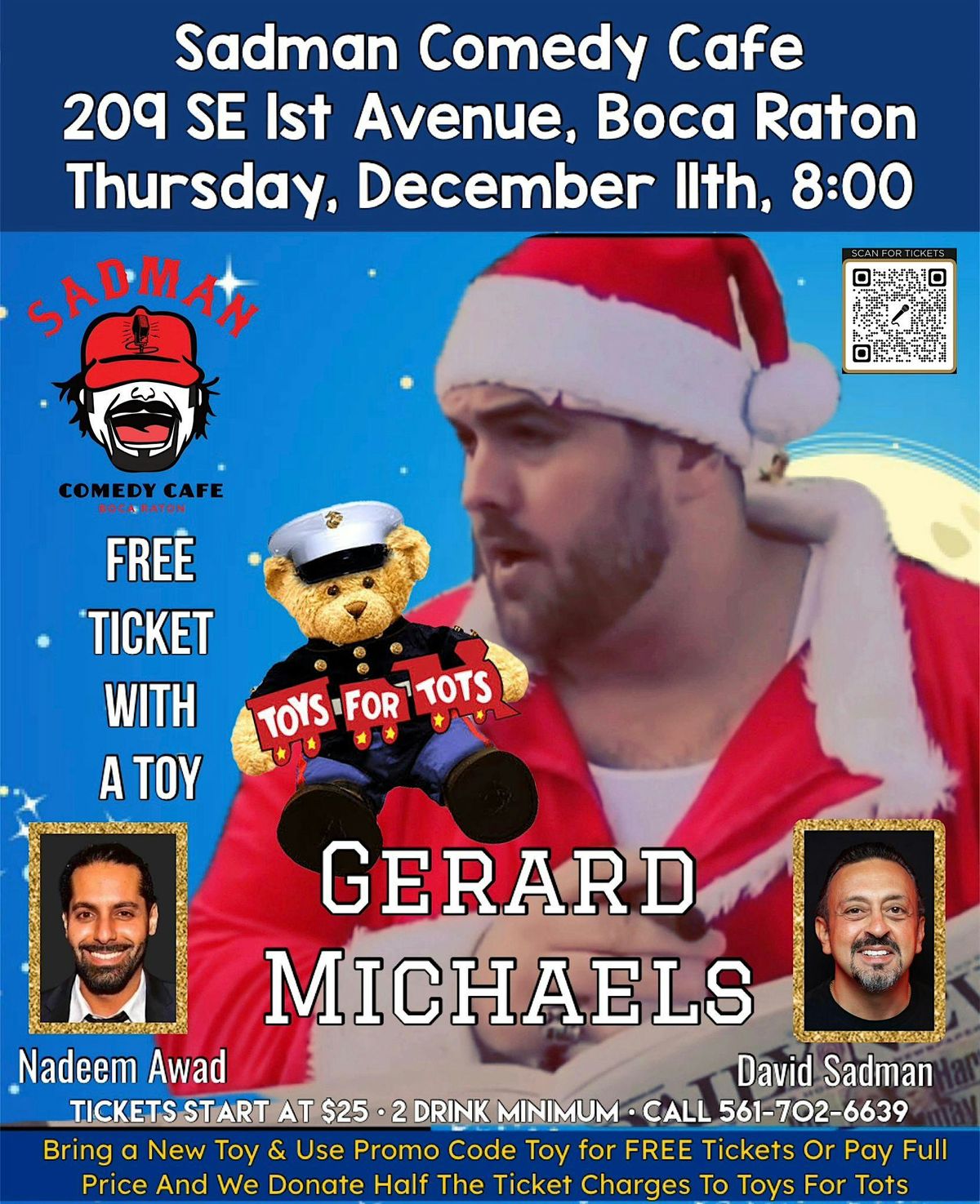 Gerard Michaels' Toys for Tots Special Event, Sadman Comedy Cafe
