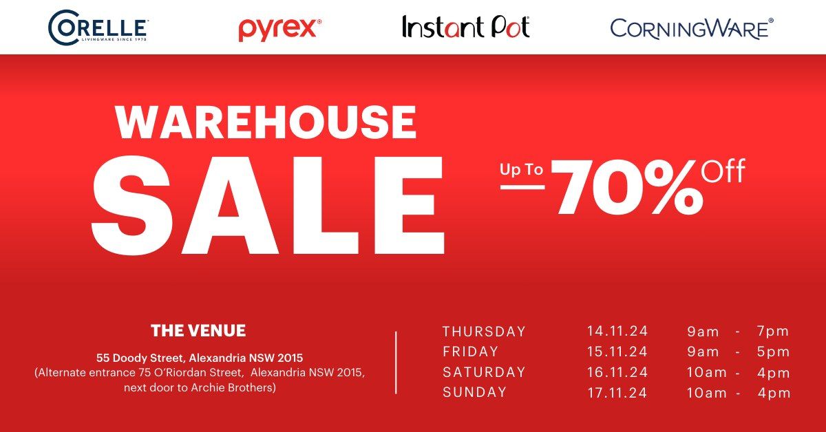 Instant Brands Biggest Warehouse Sale! The Venue, 55 Doody Street