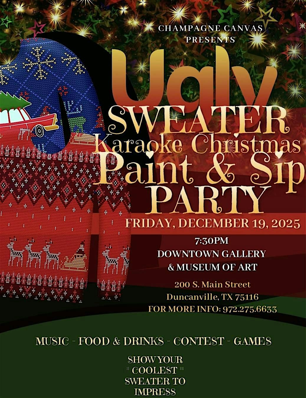 UGLY SWEATER Karaoke Christmas w\/ PAINT & SIP
