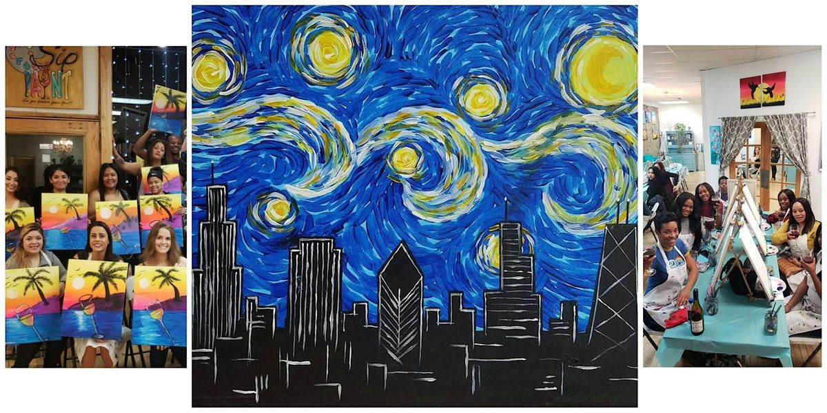 Copy of BYOB Sip & Paint Class \u201cStarry Night Skyline\u201d