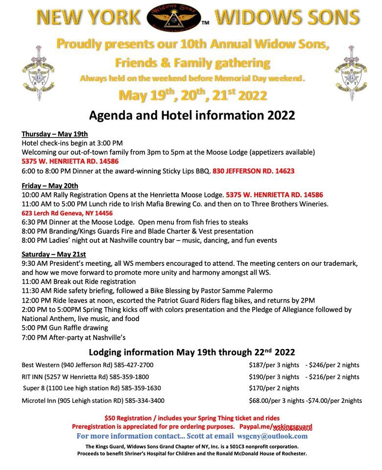 2022 Widows Sons New York Gathering Genesee ValleyHenrietta Moose