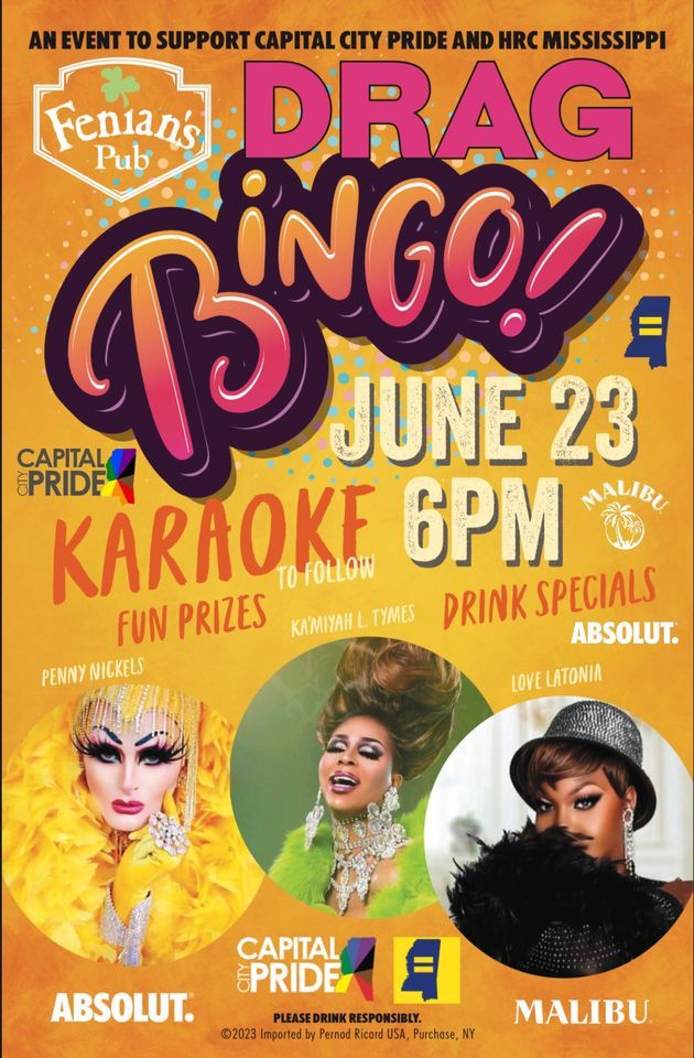 Drag Bingo & Karaoke | Fenian's Pub, Jackson, MS | June 23, 2023